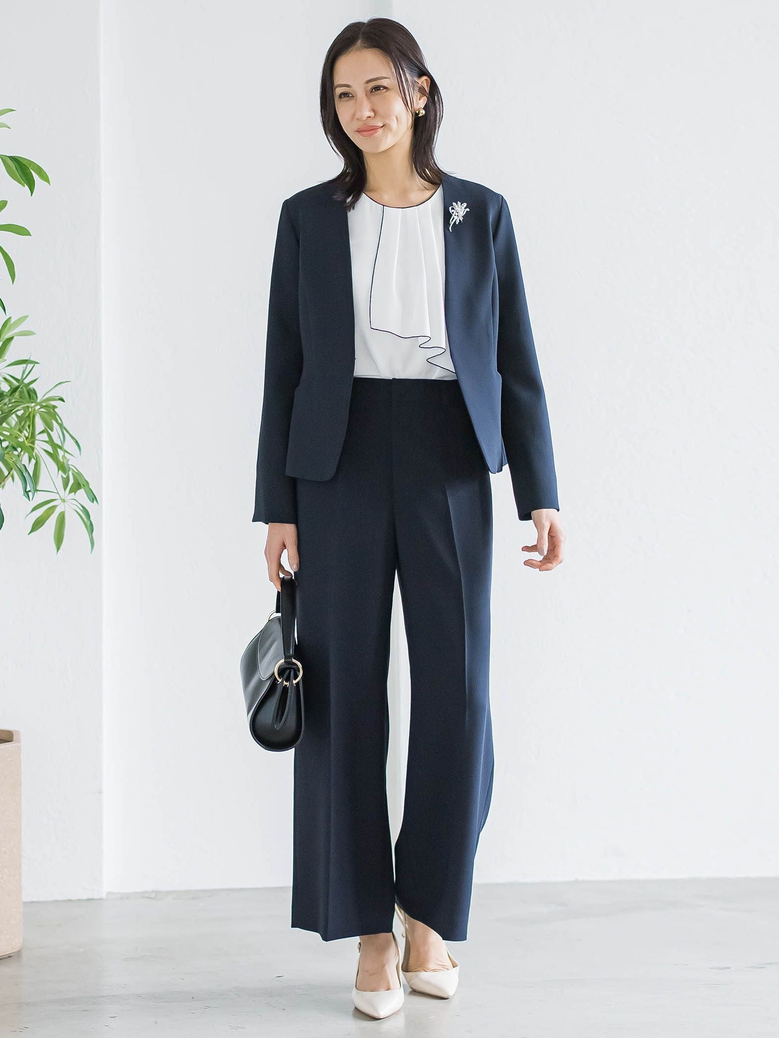 トリクシオンノーカラージャケット≪セットアップ対応/手洗い可能≫