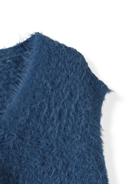 【大きいサイズ】透かしフェザーニットジレ