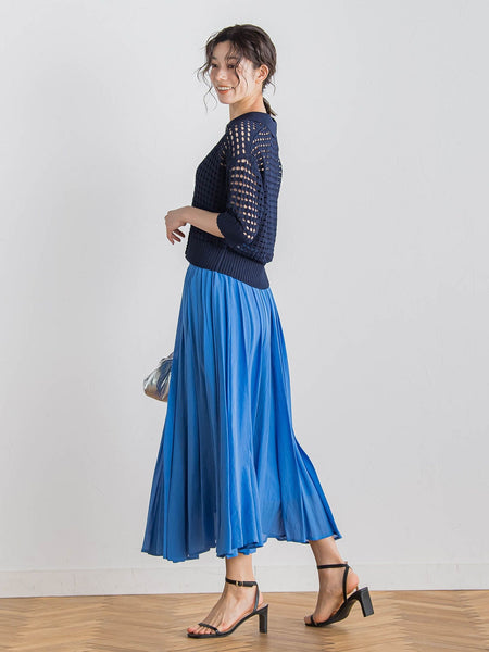 【WEB限定】麻調シアーシャーリングフレアスカート≪手洗い可能≫