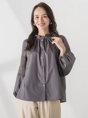 袖レースブラウス