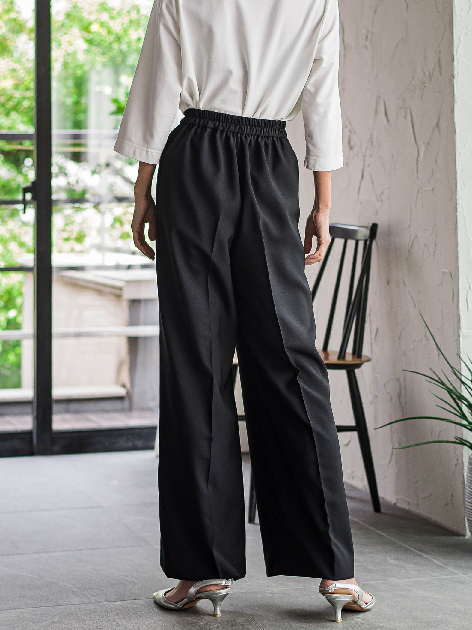 【WEB限定】タックワイドパンツ≪洗濯機で洗える≫
