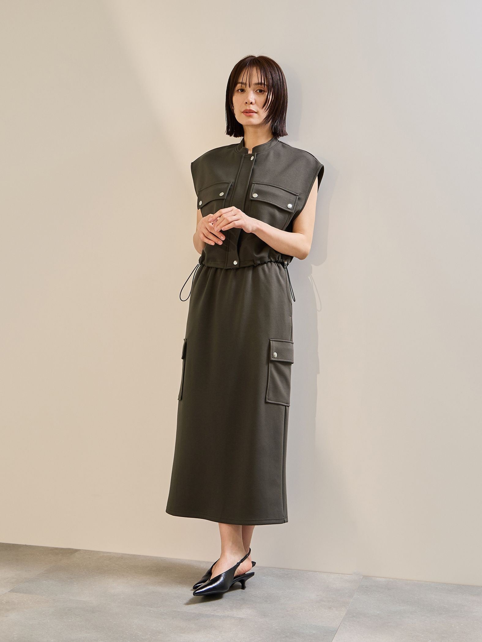 【SET】ダンボールニットベスト×スカート2ピース