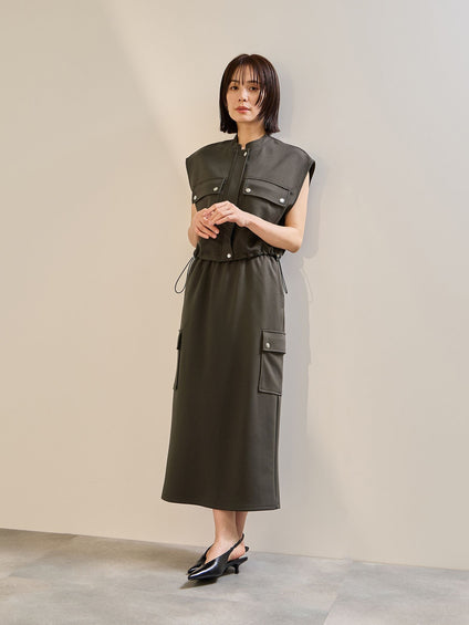 【SET】ダンボールニットベスト×スカート2ピース