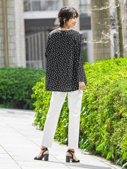 【大きいサイズ】“ブラウスのように着られる”さらさらストレッチトップス