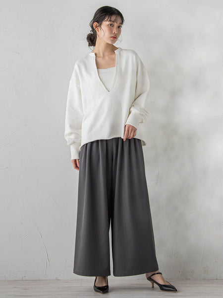 裏毛Vネックカットソー≪手洗い可能≫