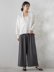 裏毛Vネックカットソー≪手洗い可能≫