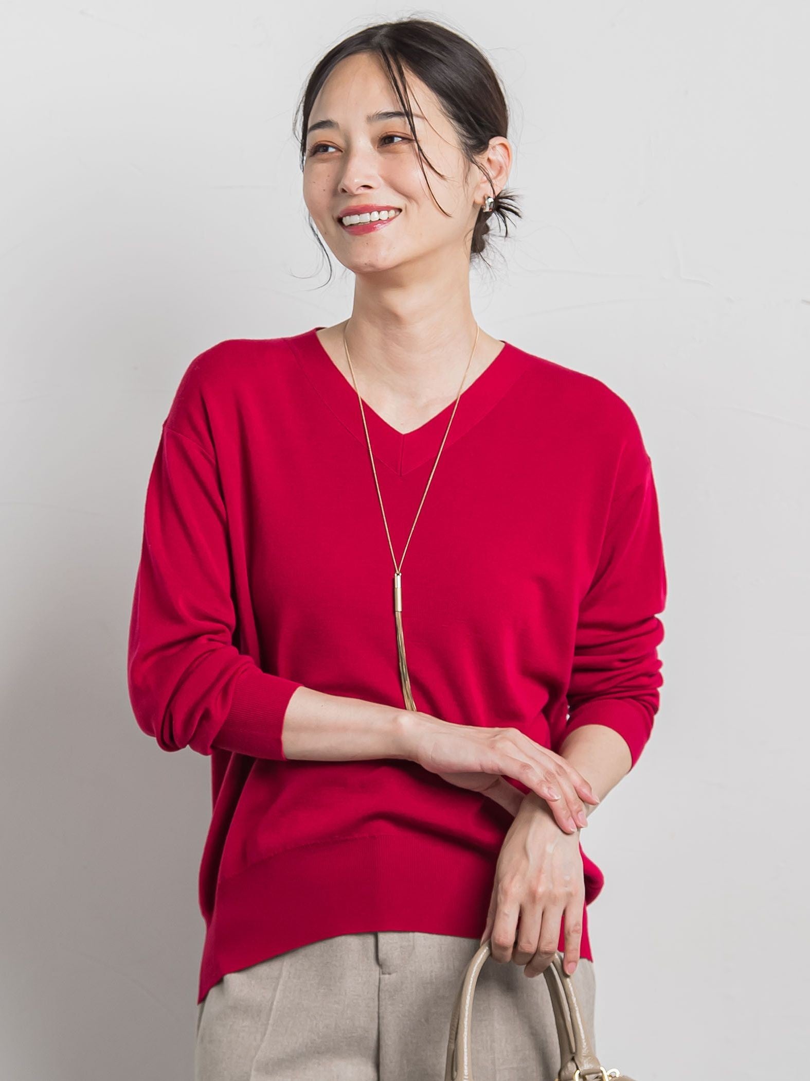 【Brisbane】 Vネックニットプルオーバー≪WEB限定カラーあり/11号あり≫