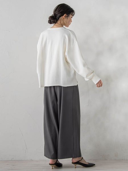 裏毛Vネックカットソー≪手洗い可能≫