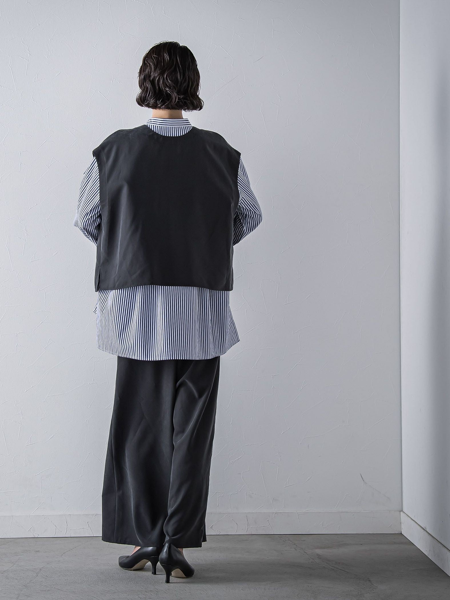 【大きいサイズ】【biyori/極】”こなれ袖がポイント”バンドカラーシャツ