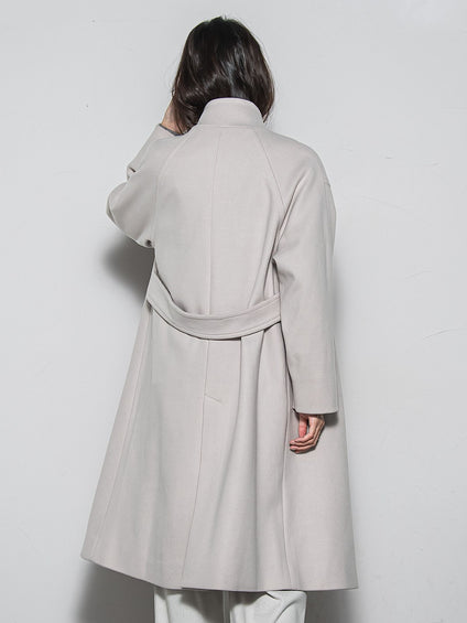 ライトジャージメルトンスタンドカラーロングコート