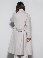 ライトジャージメルトンスタンドカラーロングコート