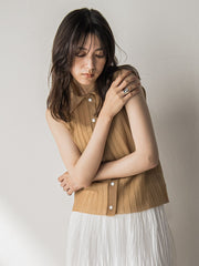 【WEB限定】シアーノースリーブニットプルオーバー≪手洗い可能≫