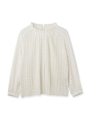 ライトデシンドットフリルネックブラウス