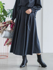 ウールブレンドストレッチフレアスカート≪セットアップ対応/手洗い可能≫