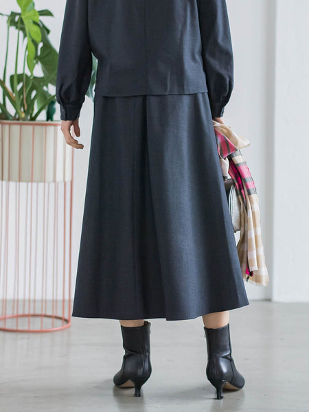 ウールブレンドストレッチフレアスカート≪セットアップ対応/手洗い可能≫