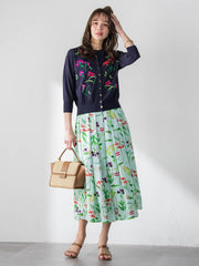 【KEITA KAWASAKI × Viaggio Bluコラボ】リリー刺繍カーディガン