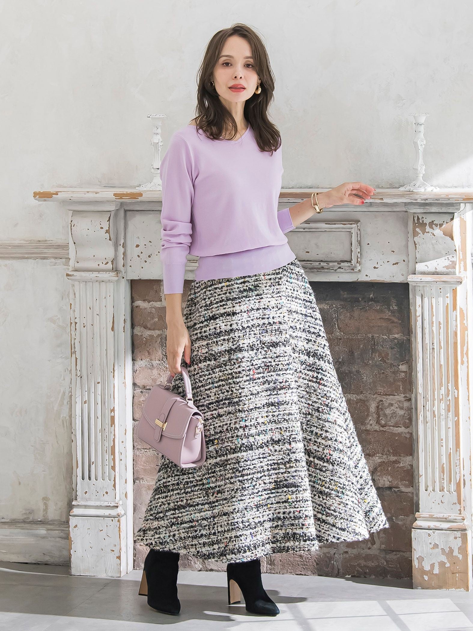 CLARENSONミックスツイードスカート