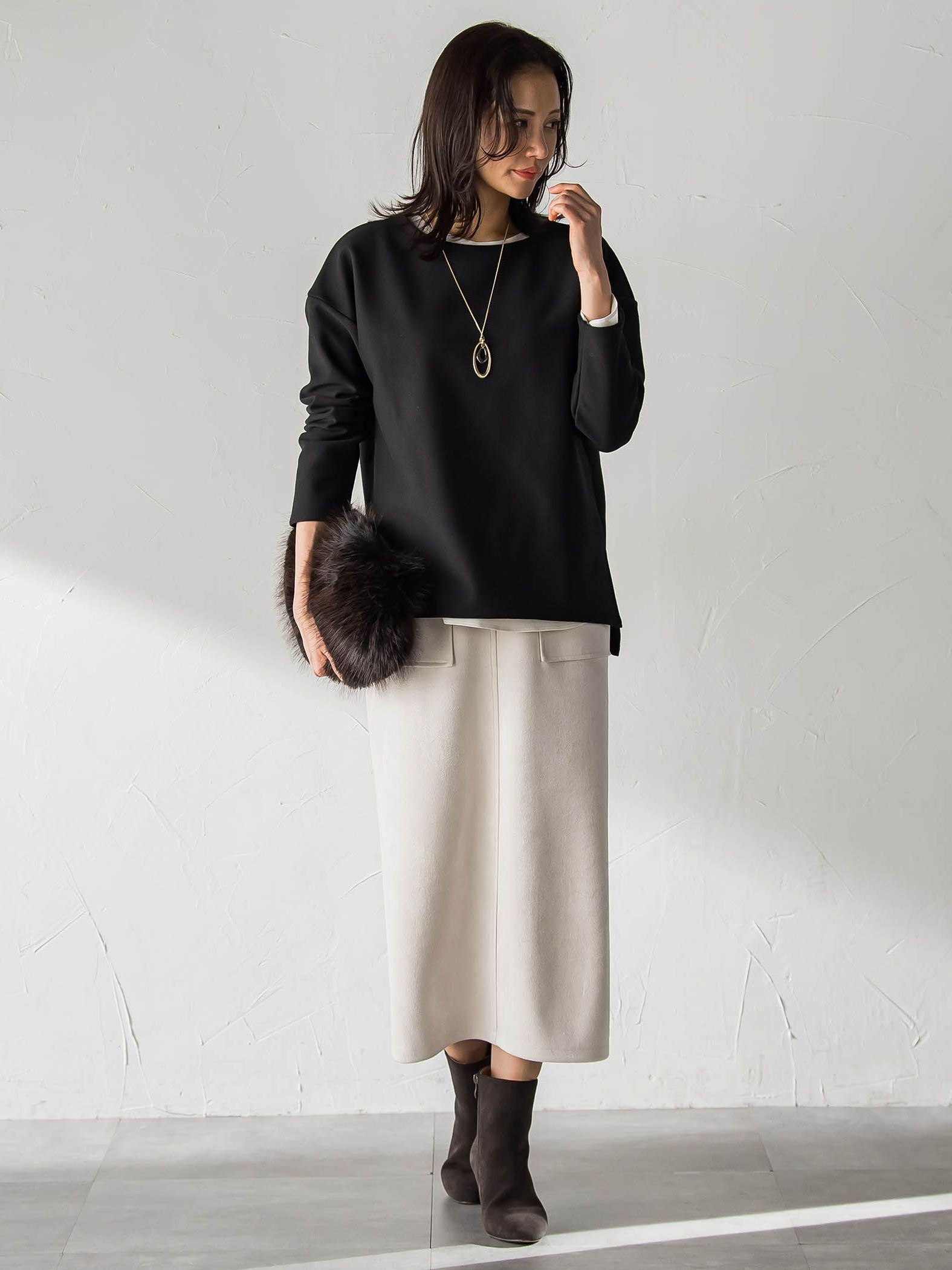 【WEB限定】裏毛布クルーネックプルオーバー≪毛玉防止・ストレッチ≫