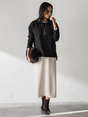 【WEB限定】裏毛布クルーネックプルオーバー≪毛玉防止・ストレッチ≫