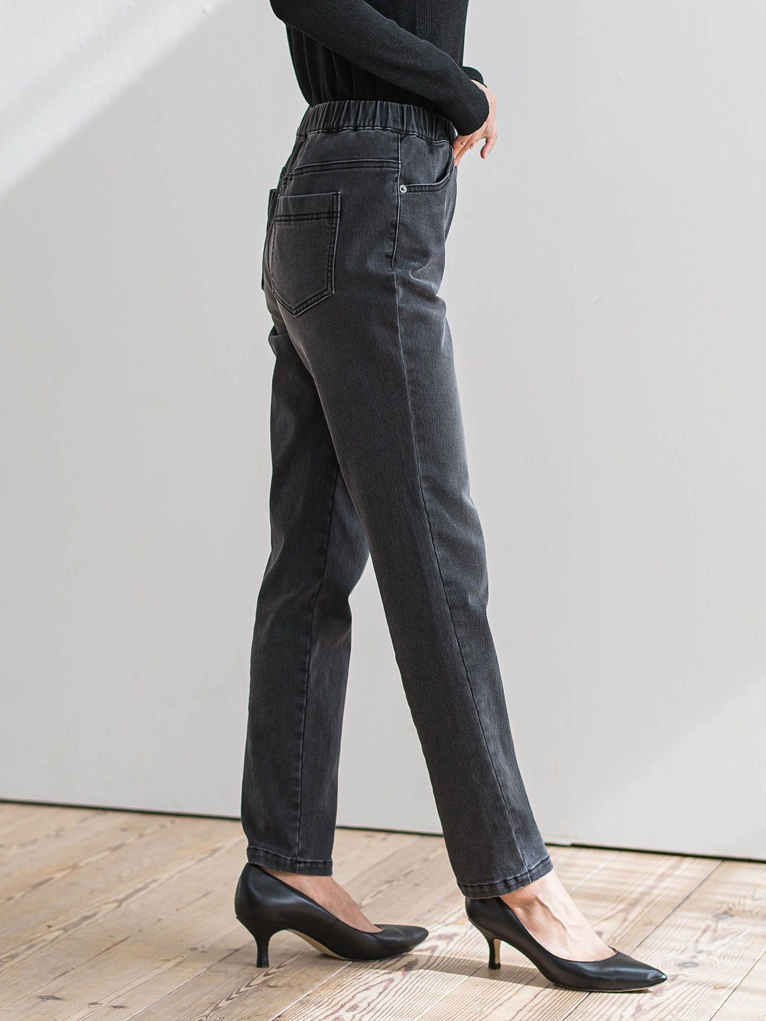 【WEB限定/大きいサイズ】”楽暖”あったか裏起毛スキニーデニム≪洗濯機で洗える≫