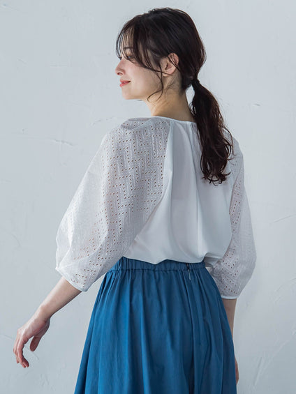 【WEB限定】ローンレース切り替えブラウス