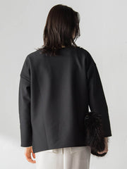 【WEB限定】裏毛布クルーネックプルオーバー≪毛玉防止・ストレッチ≫