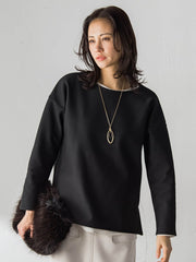 【WEB限定】裏毛布クルーネックプルオーバー≪毛玉防止・ストレッチ≫