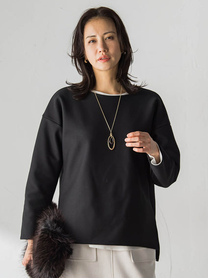 【WEB限定】裏毛布クルーネックプルオーバー≪毛玉防止・ストレッチ≫