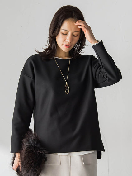 【WEB限定】裏毛布クルーネックプルオーバー≪毛玉防止・ストレッチ≫