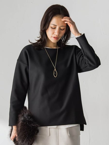 【WEB限定】裏毛布クルーネックプルオーバー≪毛玉防止・ストレッチ≫