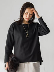 【WEB限定】裏毛布クルーネックプルオーバー≪毛玉防止・ストレッチ≫