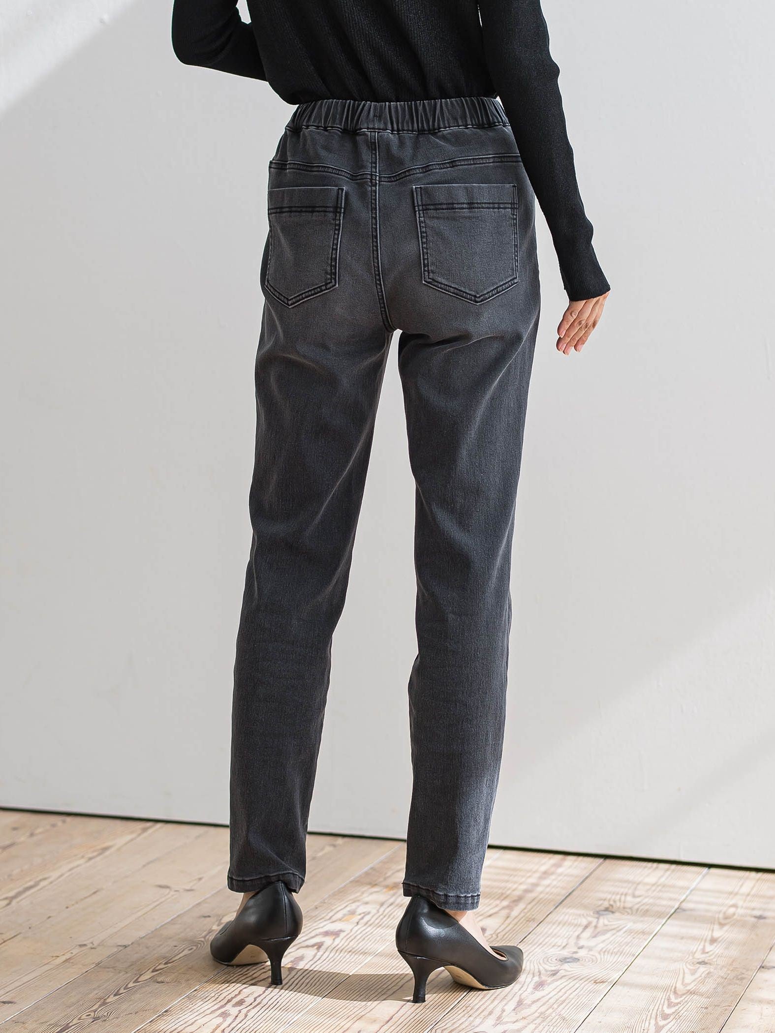 【WEB限定/大きいサイズ】”楽暖”あったか裏起毛スキニーデニム≪洗濯機で洗える≫