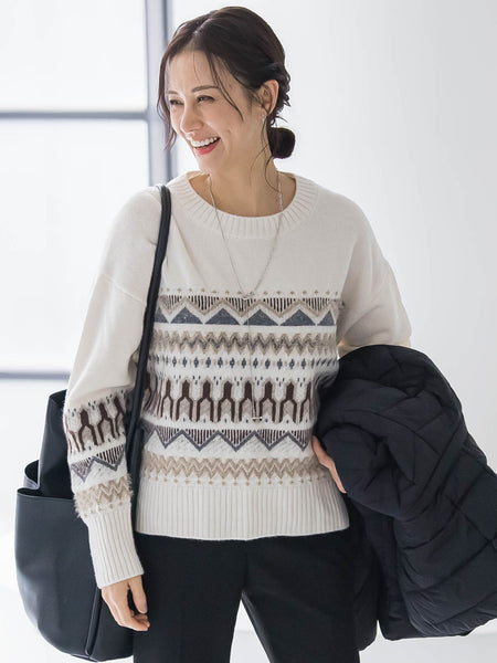 ノルディック柄ニット≪洗える≫