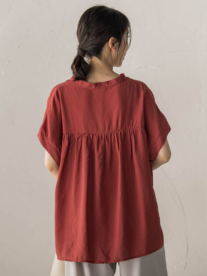 【WEB限定】キーネックレース切替ブラウス