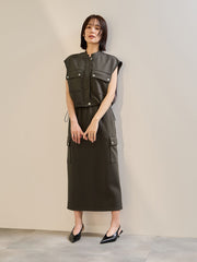 【SET】ダンボールニットベスト×スカート2ピース