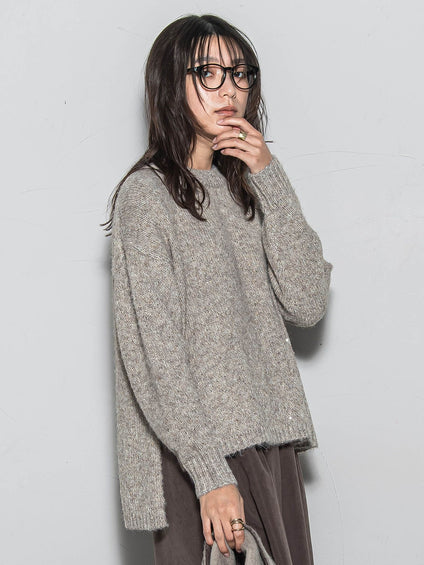 ラメスパンコールクルーネックニット≪手洗い可能≫