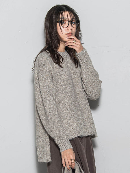 ラメスパンコールクルーネックニット≪手洗い可能≫