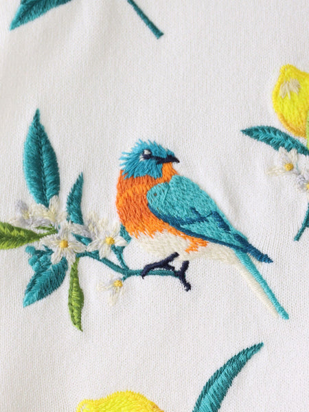 レモン刺繍ニットカーディガン