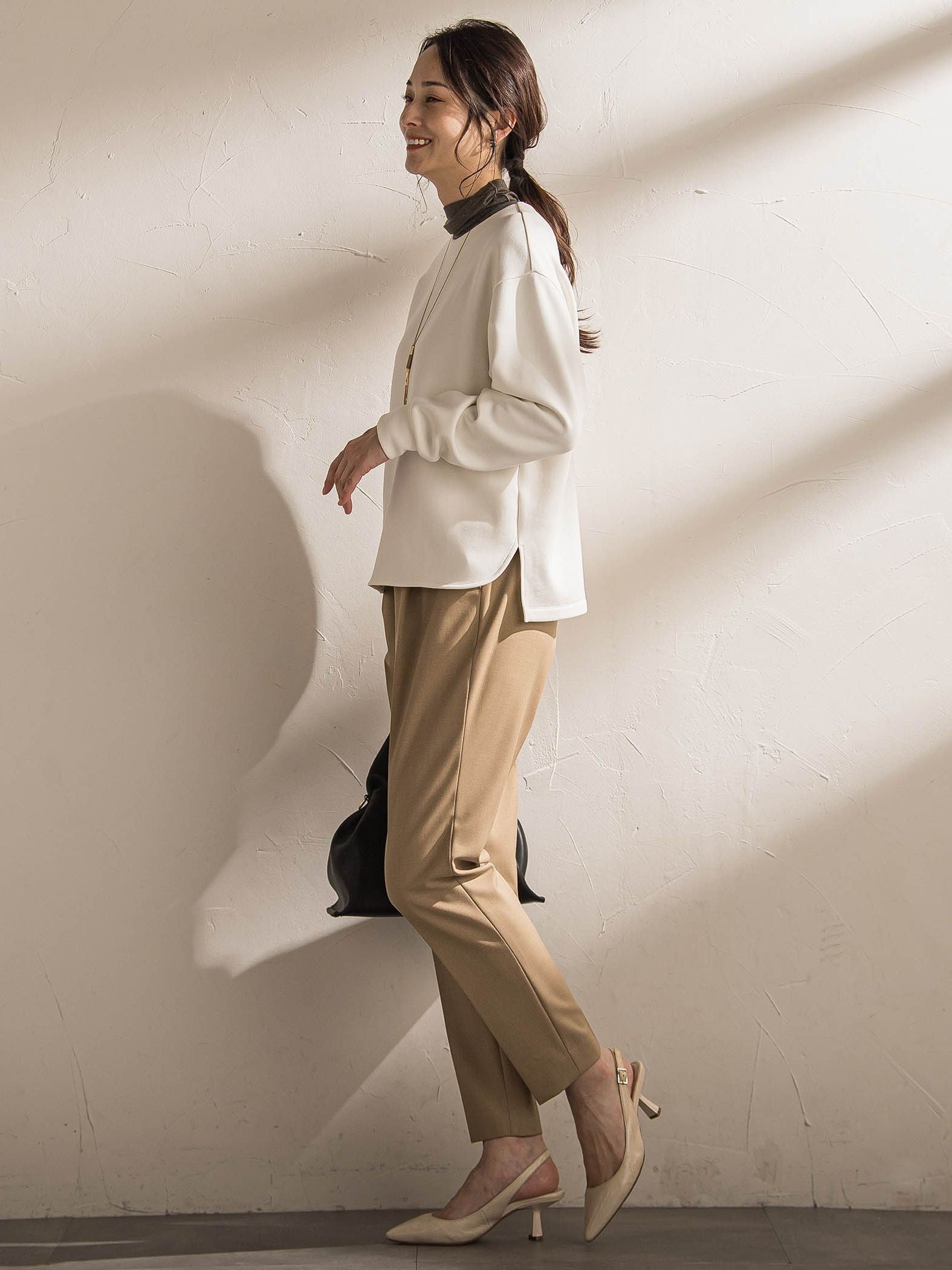 【WEB限定】美シルエット裏起毛ストレッチパンツ≪13号あり/毛玉防止≫