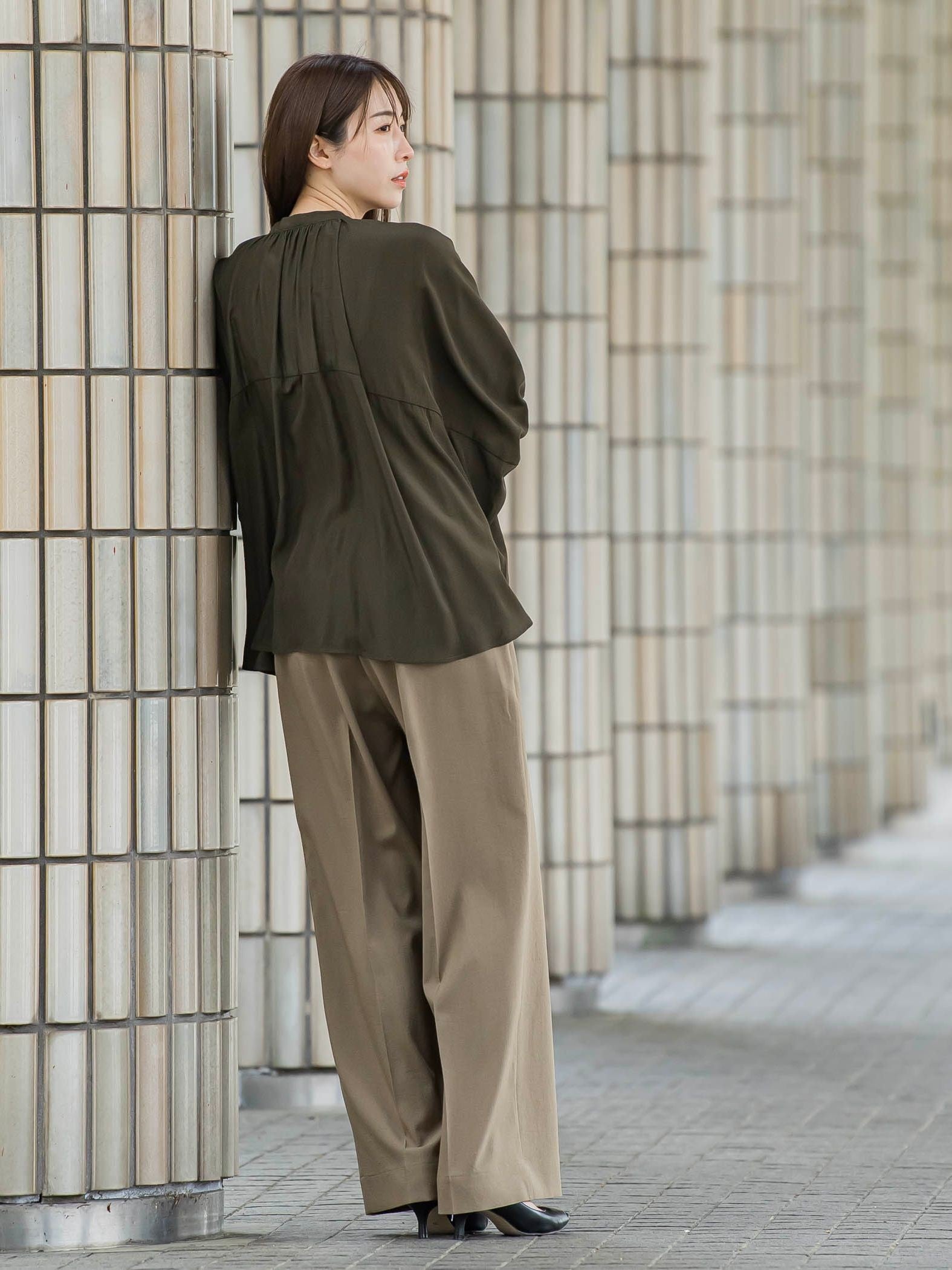 【大きいサイズ】ドライシャンタンワイドパンツ≪洗濯機で洗える≫