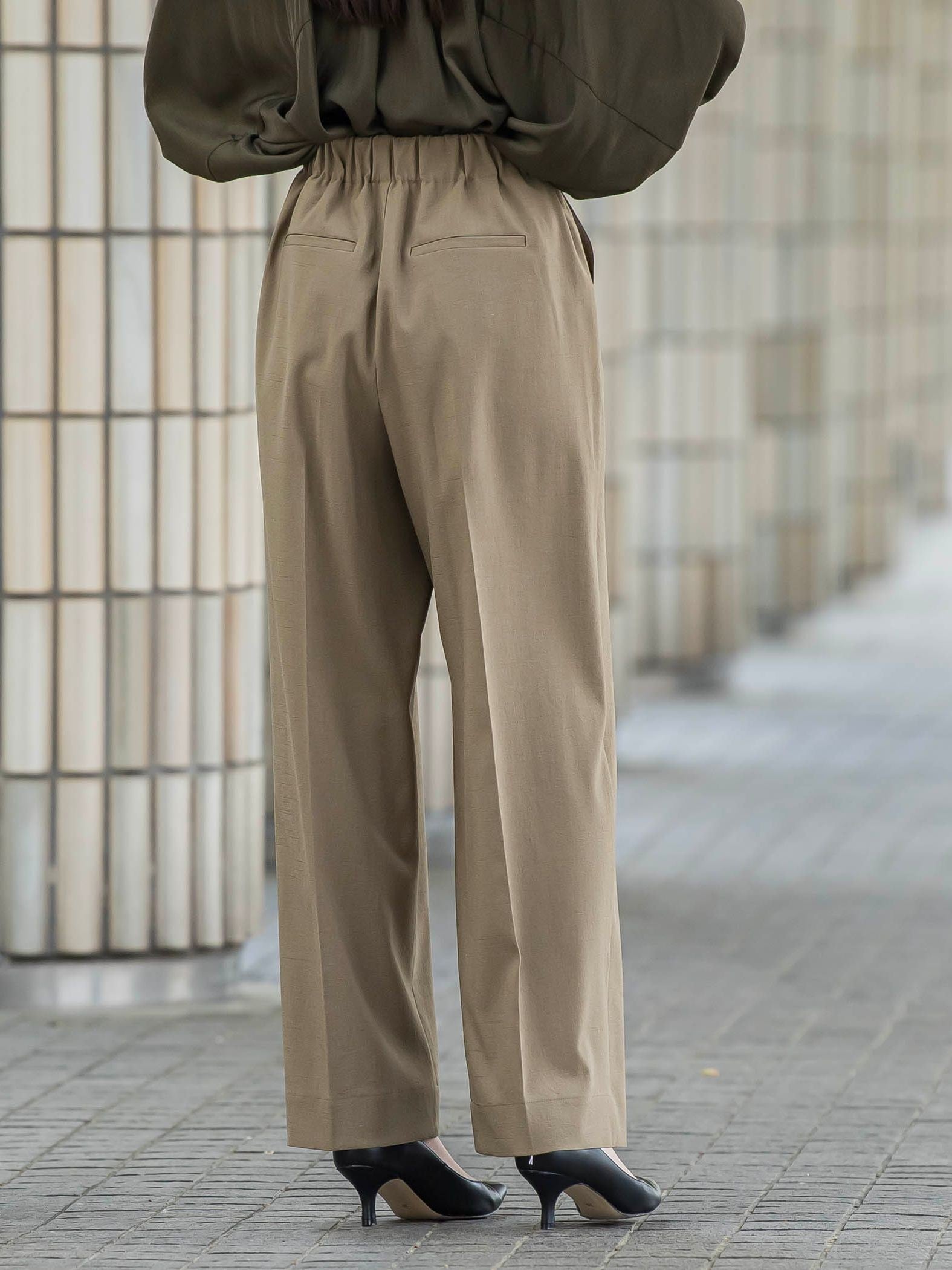 【大きいサイズ】ドライシャンタンワイドパンツ≪洗濯機で洗える≫