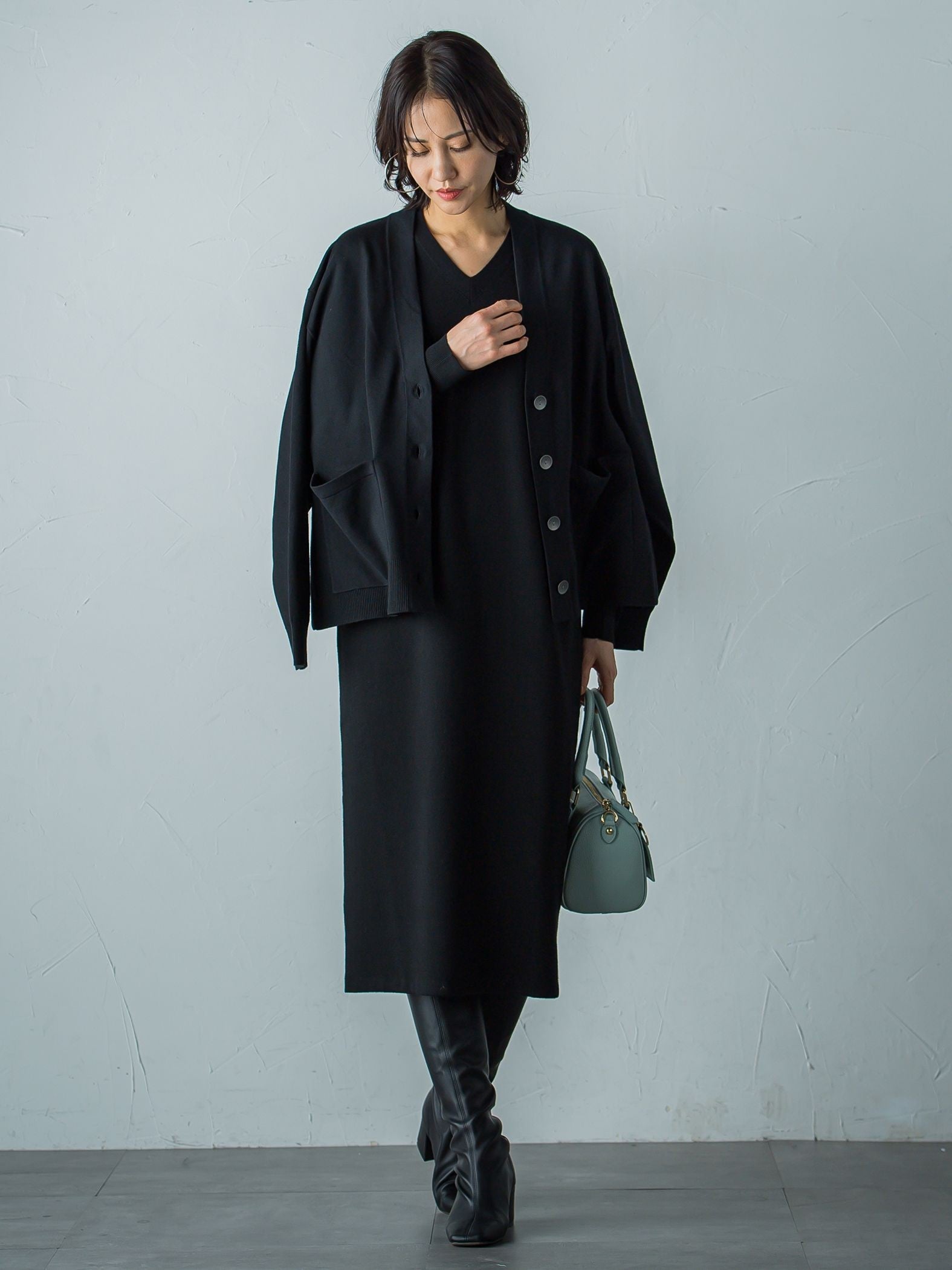 【WEB限定】Vネックニットワンピース≪丈長めあり/手洗い可能≫