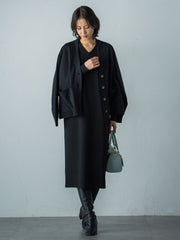 【WEB限定】Vネックニットワンピース≪丈長めあり/手洗い可能≫