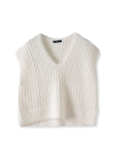 透かしフェザーニットジレ