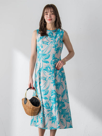 【WEB限定カラーあり】リネンライクフラワーワンピース