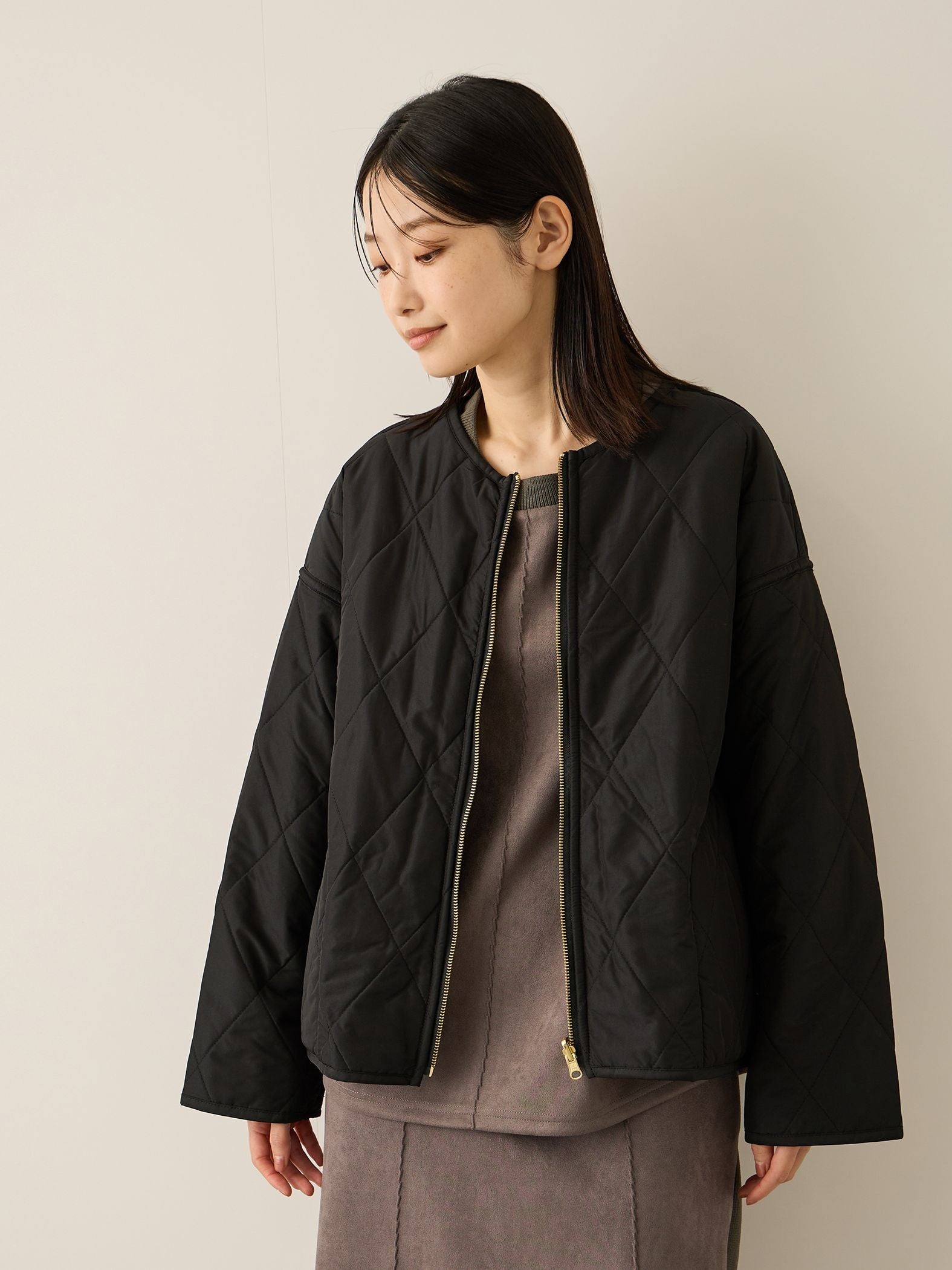 ファーキルトリバーシブルZIPブルゾン