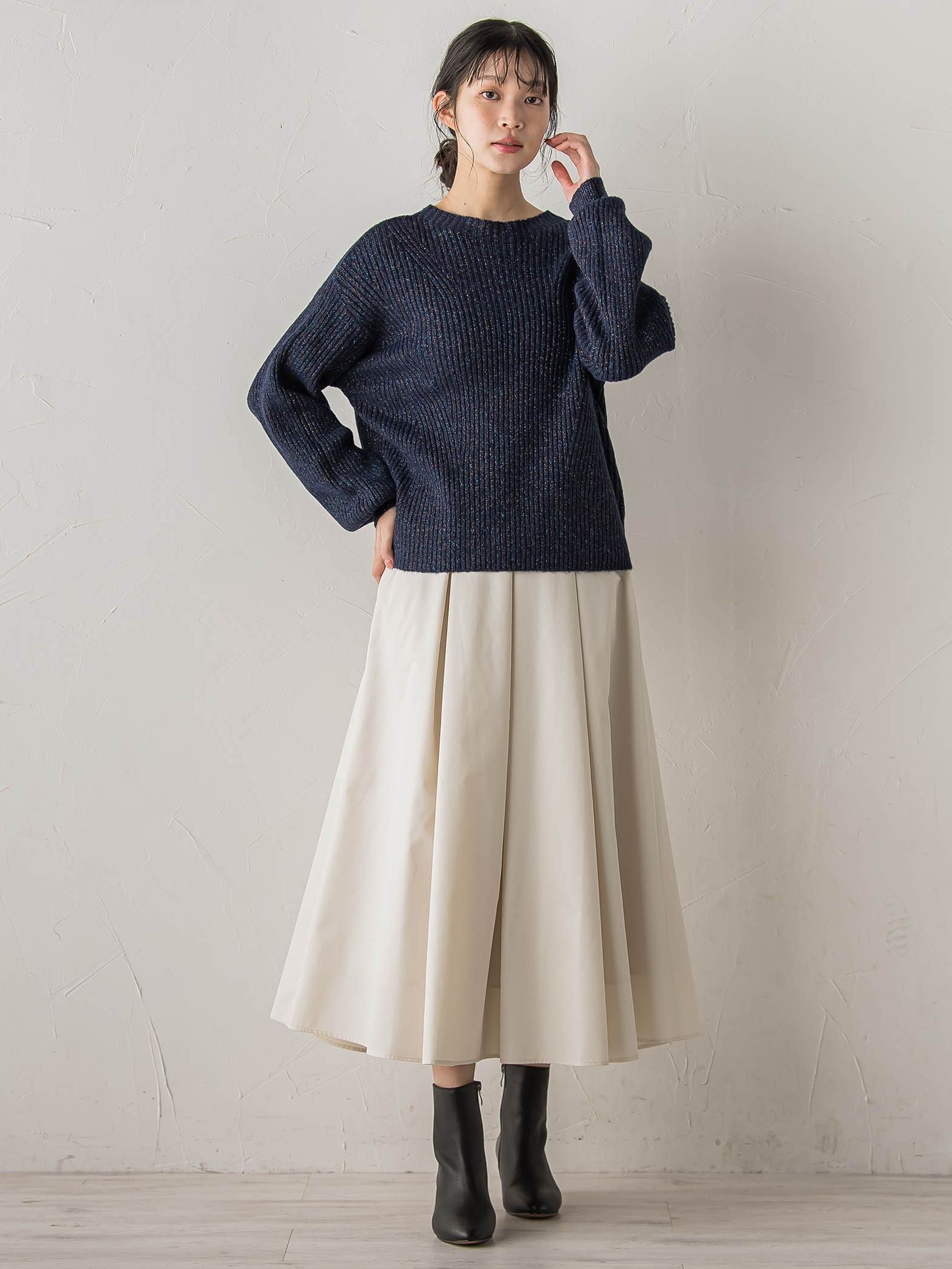 【WEB限定カラーあり】ラメボトルネックプルオーバー≪手洗い可能≫