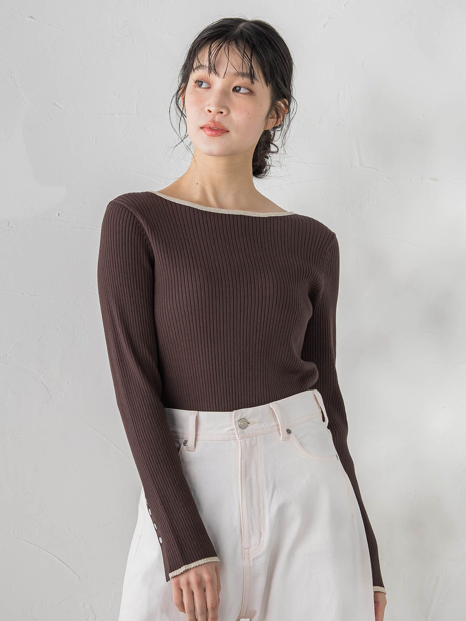 配色RIBニット≪手洗い可能≫