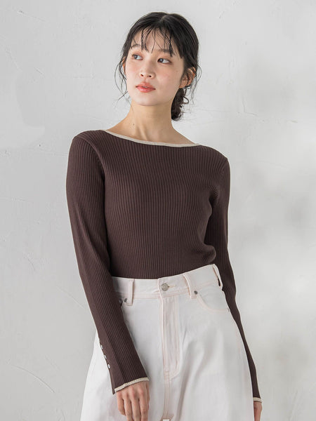 配色RIBニット≪手洗い可能≫