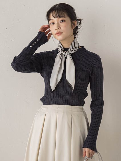 袖ボタンランダムリブニット≪手洗い可能≫